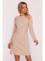 S419 Dress with decorative buttons at the waist - beige