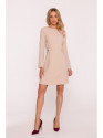 S419 Dress with decorative buttons at the waist - beige