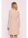 S419 Dress with decorative buttons at the waist - beige