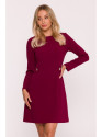 S419 Dress with decorative buttons at the waist - maroon