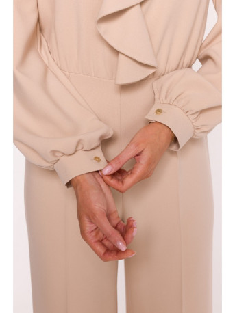 S420 Jumpsuit with a ruffle - beige