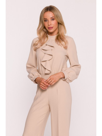 S420 Jumpsuit with a ruffle - beige