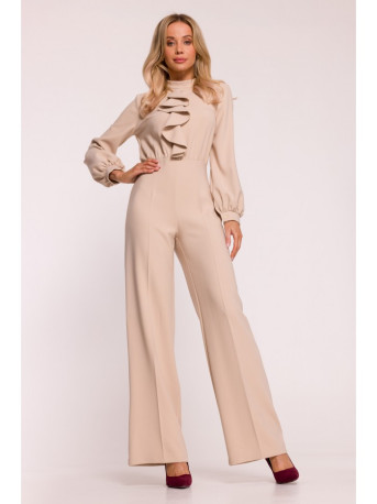 S420 Jumpsuit with a ruffle - beige