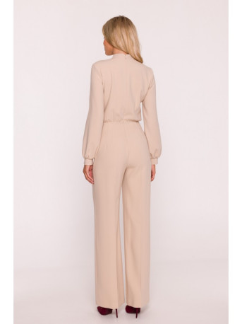 S420 Jumpsuit with a ruffle - beige