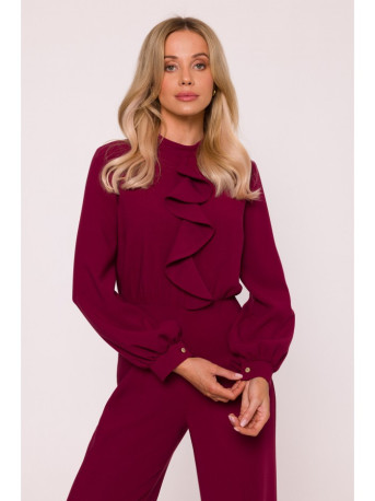 S420 Jumpsuit with a ruffle - maroon
