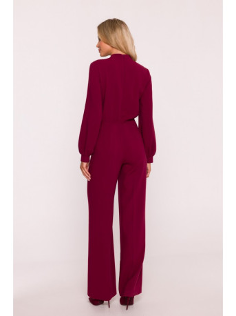 S420 Jumpsuit with a ruffle - maroon