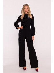 S420 Jumpsuit with a ruffle - black