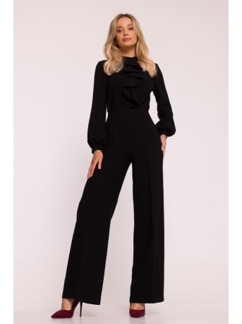 S420 Jumpsuit with a ruffle - black