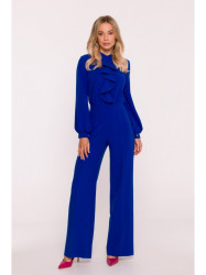 S420 Jumpsuit with a ruffle - royal blue