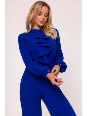 S420 Jumpsuit with a ruffle - royal blue