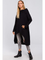 M477 Asimetrinė tunika plačia apykakle - juoda