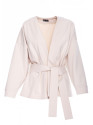 B297 Collarless knit open front blazer - sand