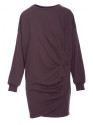 B298 Knit dress with side pleats - dark chocolate