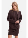 B298 Knit dress with side pleats - dark chocolate
