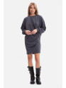 B298 Knit dress with side pleats - steel
