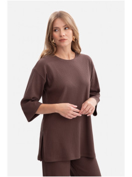 B301 Rib knit top - brown