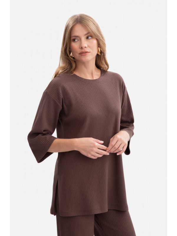 B301 Rib knit top - brown