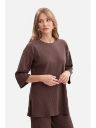 B301 Rib knit top - brown