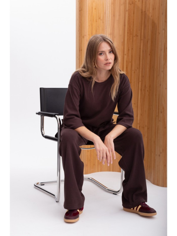 B301 Rib knit top - dark chocolate