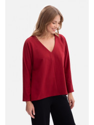 B304 Knit V-neck pullover top - maroon