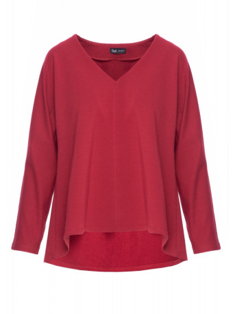 B304 Knit V-neck pullover top - maroon