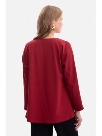 B304 Knit V-neck pullover top - maroon