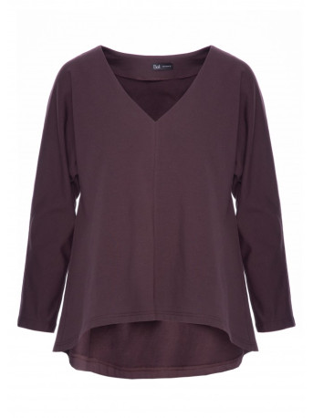 B304 Knit V-neck pullover top - dark chocolate