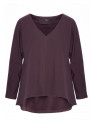 B304 Knit V-neck pullover top - dark chocolate