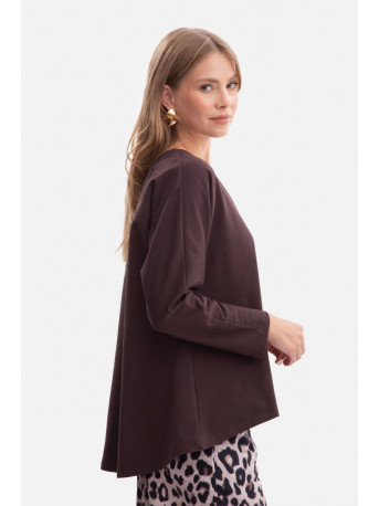 B304 Knit V-neck pullover top - dark chocolate