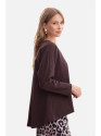 B304 Knit V-neck pullover top - dark chocolate