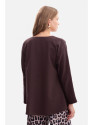 B304 Knit V-neck pullover top - dark chocolate
