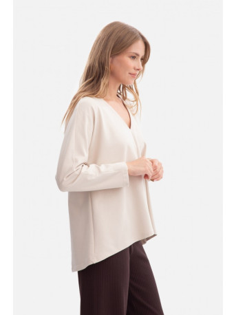 B304 Knit V-neck pullover top - sand