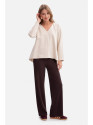 B304 Knit V-neck pullover top - sand