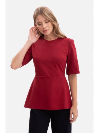 B305 Knit peplum top - maroon