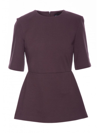 B305 Knit peplum top - dark chocolate