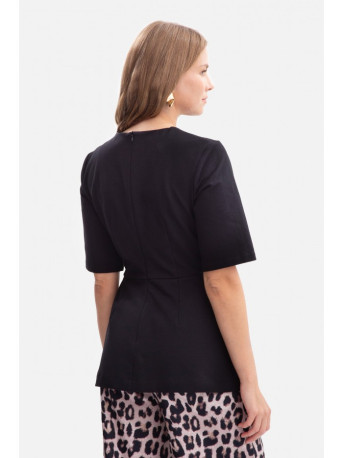 B305 Knit peplum top - black