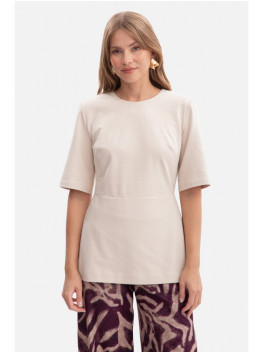 B305 Knit peplum top - sand