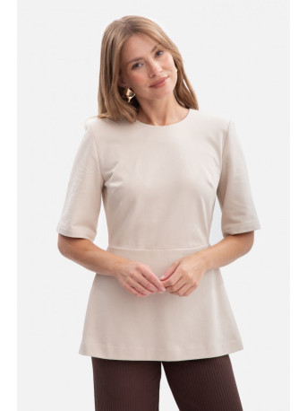 B305 Knit peplum top - sand