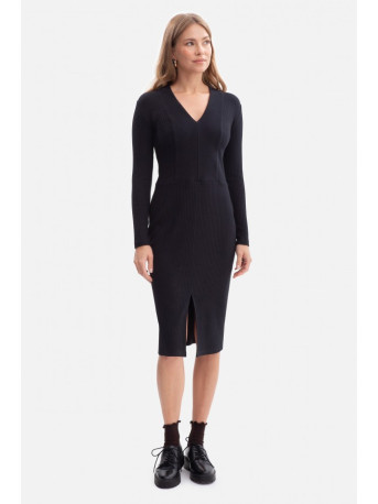 B307 Rib knit pencil dress - black