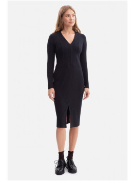 B307 Rib knit pencil dress - black