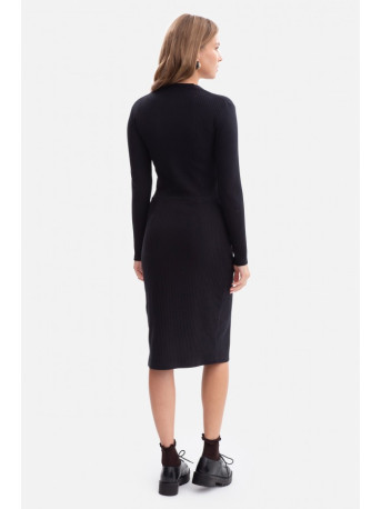 B307 Rib knit pencil dress - black