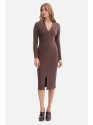 B307 Rib knit pencil dress - brown