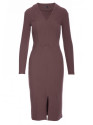 B307 Rib knit pencil dress - brown