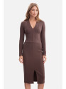 B307 Rib knit pencil dress - brown