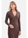 B307 Rib knit pencil dress - brown