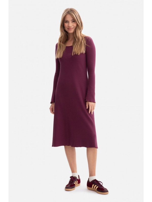 B308 Rib knit midi dress - plum