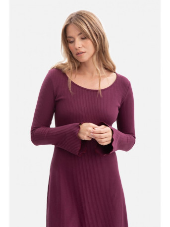 B308 Rib knit midi dress - plum