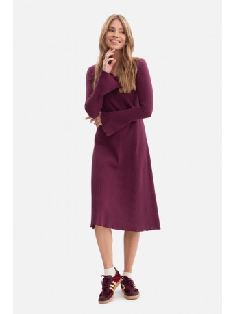 B308 Rib knit midi dress - plum