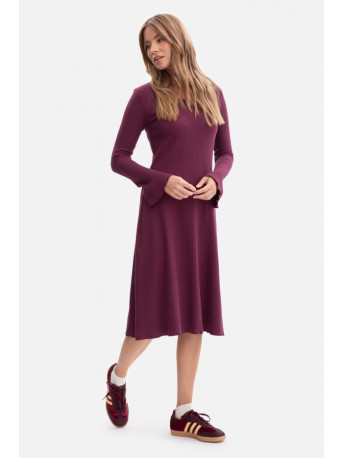 B308 Rib knit midi dress - plum