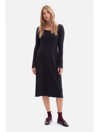 B308 Rib knit midi dress - black